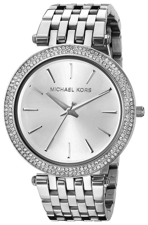 michael kors silver watch with diamonds